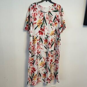Old Navy Vibrant Floral Maxi Dress - Multicolor on White